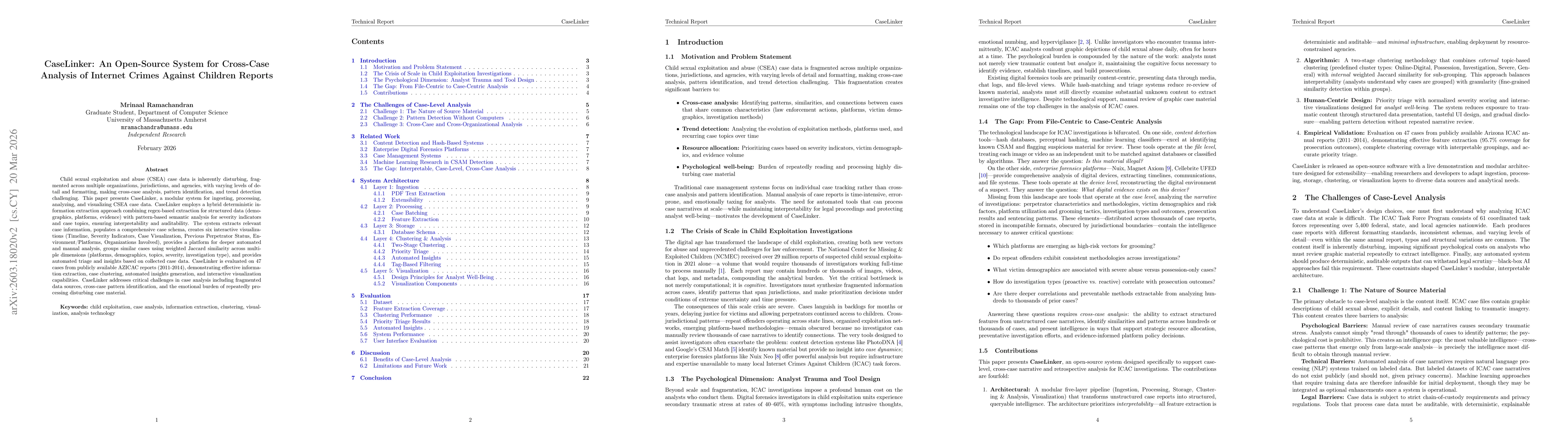 Thumbnail for CaseLinker: An Open-Source System for Cross-Case Analysis of Internet Crimes Against Children Reports -- Technical Report & Initial Release