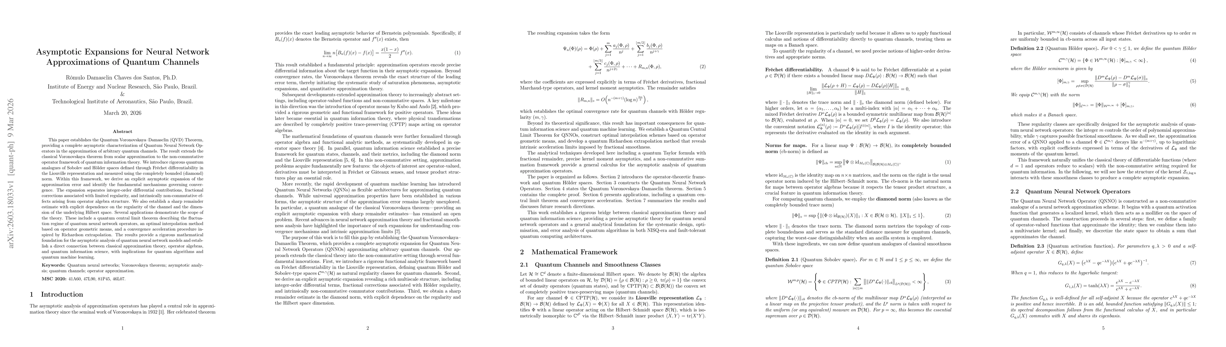 Thumbnail for Asymptotic Expansions for Neural Network Approximations of Quantum Channels