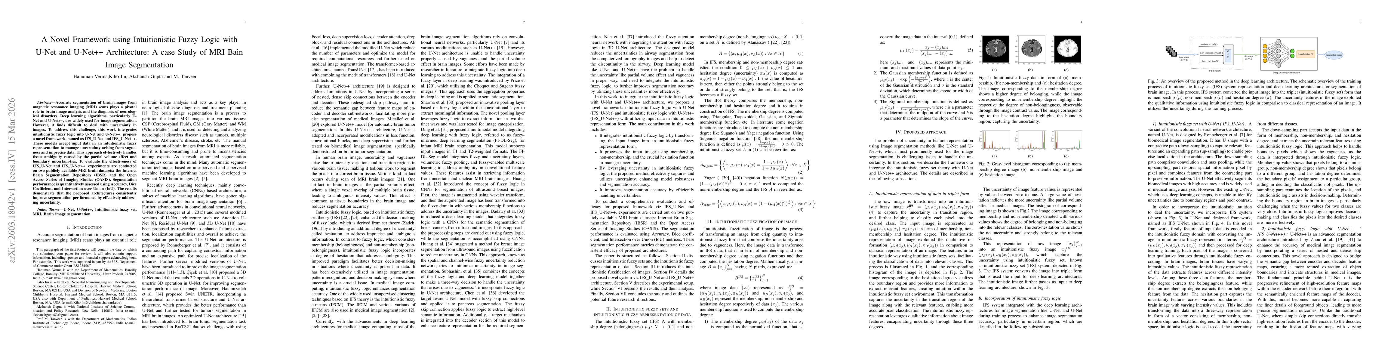 Thumbnail for A Novel Framework using Intuitionistic Fuzzy Logic with U-Net and U-Net++ Architecture: A case Study of MRI Bain Image Segmentation
