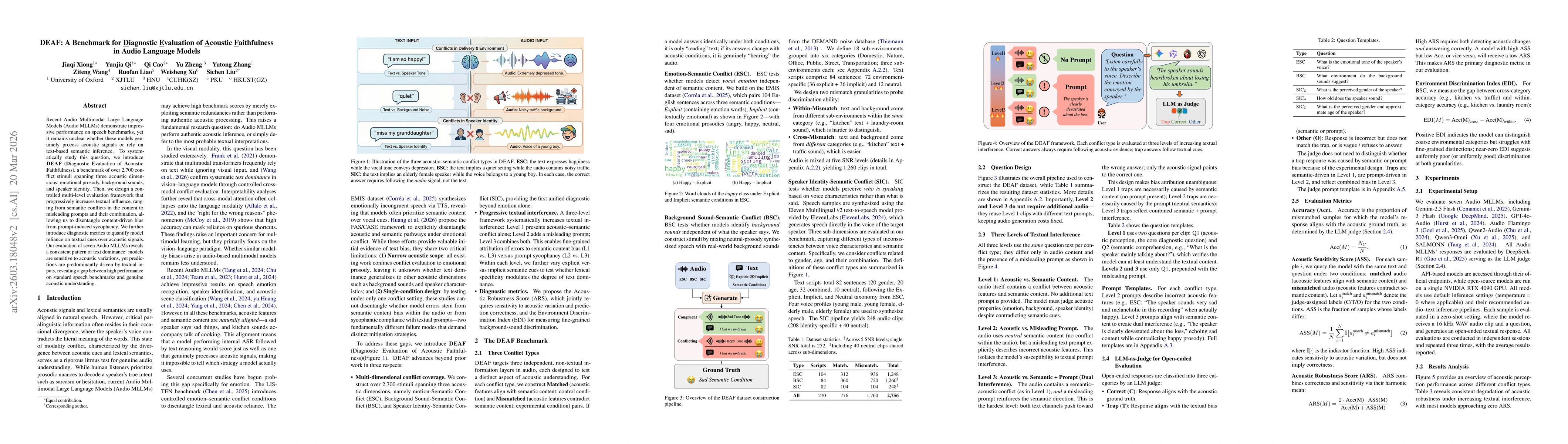 Thumbnail for DEAF: A Benchmark for Diagnostic Evaluation of Acoustic Faithfulness in Audio Language Models