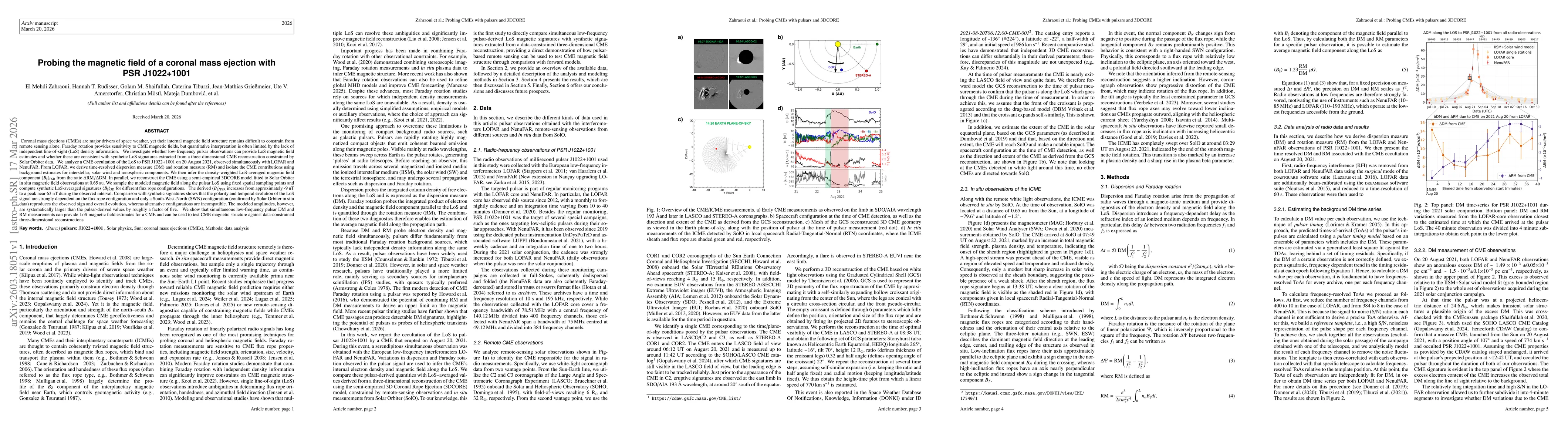 Thumbnail for Probing the magnetic field of a coronal mass ejection with PSR J1022+1001