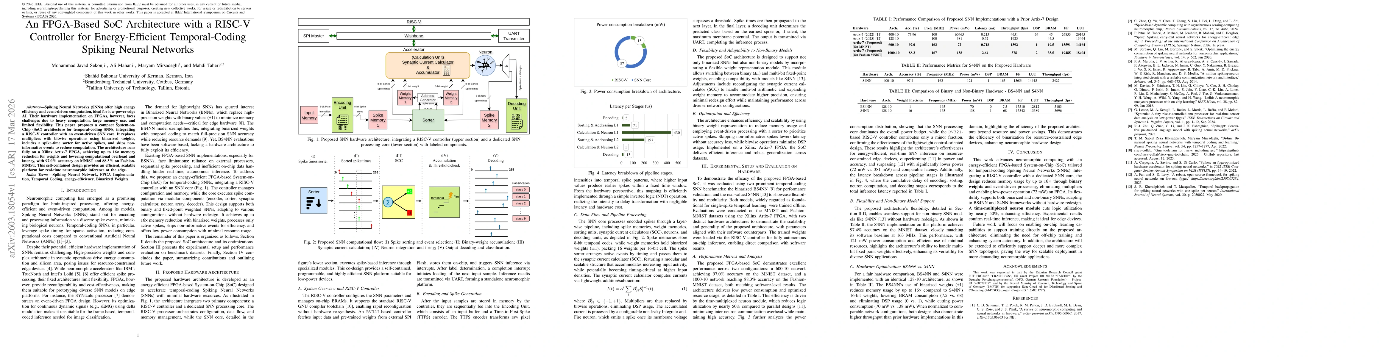 Thumbnail for An FPGA-Based SoC Architecture with a RISC-V Controller for Energy-Efficient Temporal-Coding Spiking Neural Networks