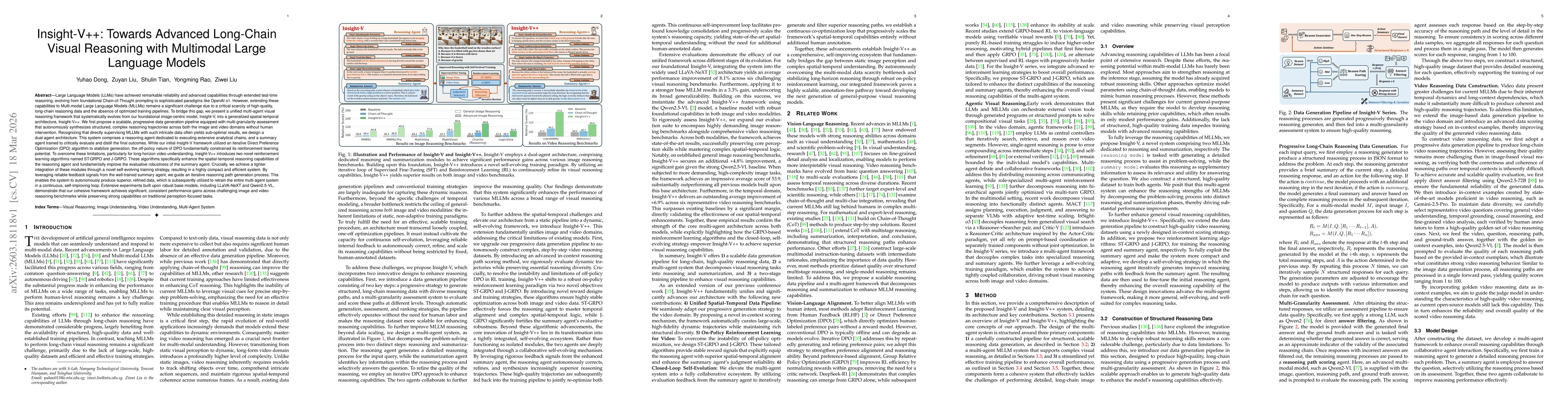 Thumbnail for Insight-V++: Towards Advanced Long-Chain Visual Reasoning with Multimodal Large Language Models