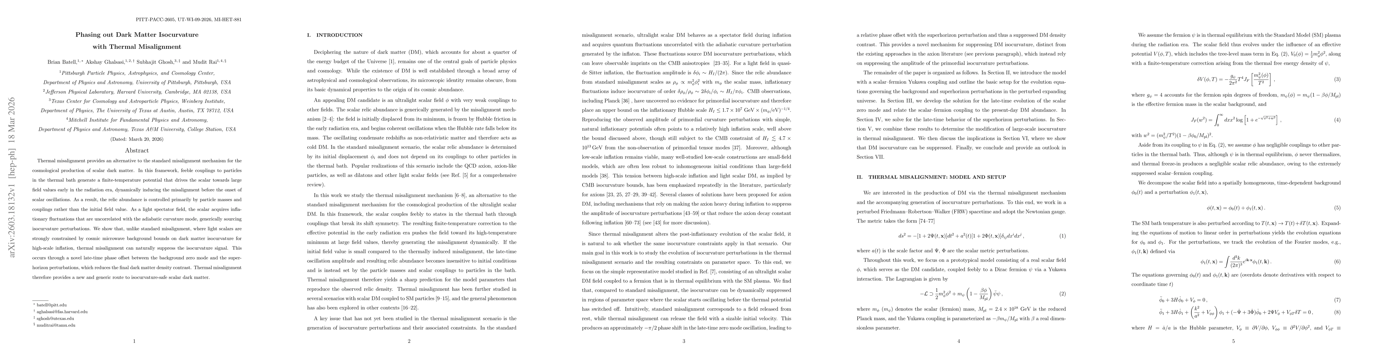 Thumbnail for Phasing out Dark Matter Isocurvature with Thermal Misalignment
