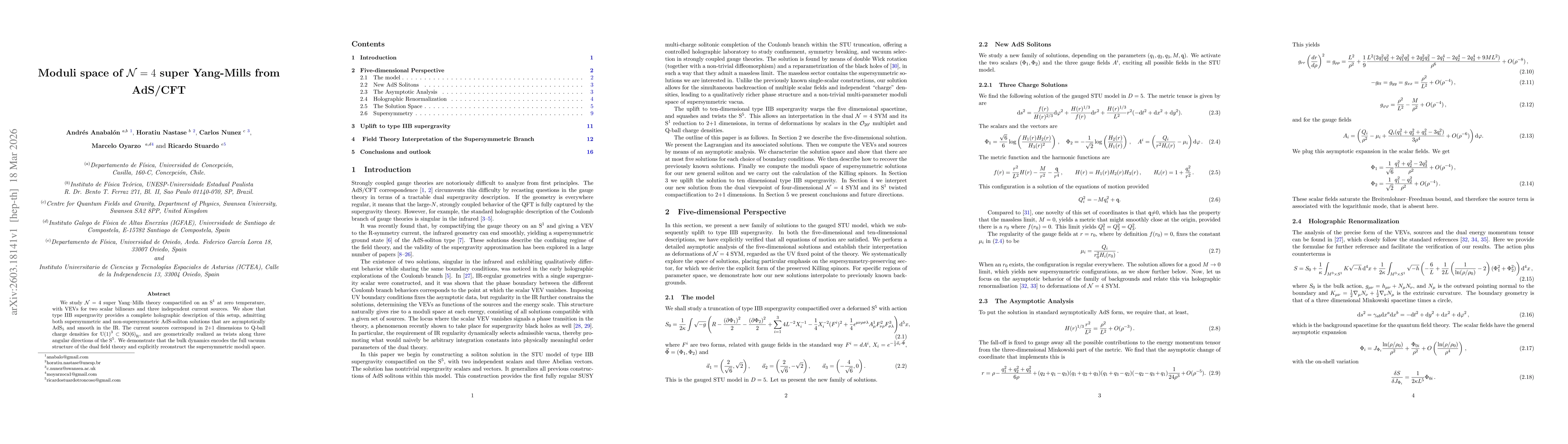 Thumbnail for Moduli space of ${\cal N}=4$ Super Yang-Mills from AdS/CFT