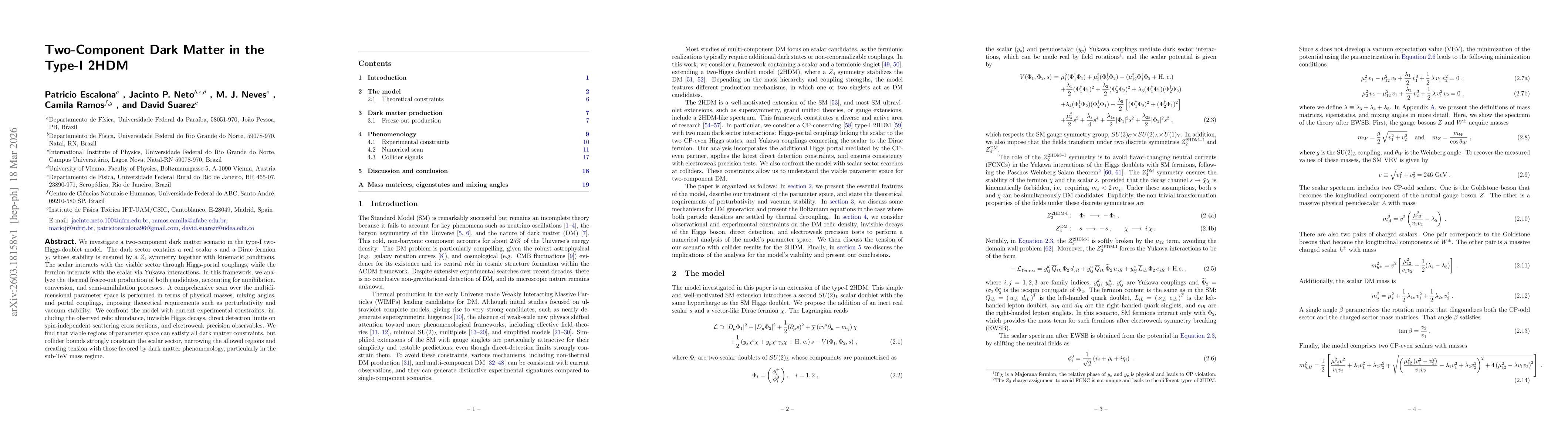 Thumbnail for Two-Component Dark Matter in the Type-I 2HDM