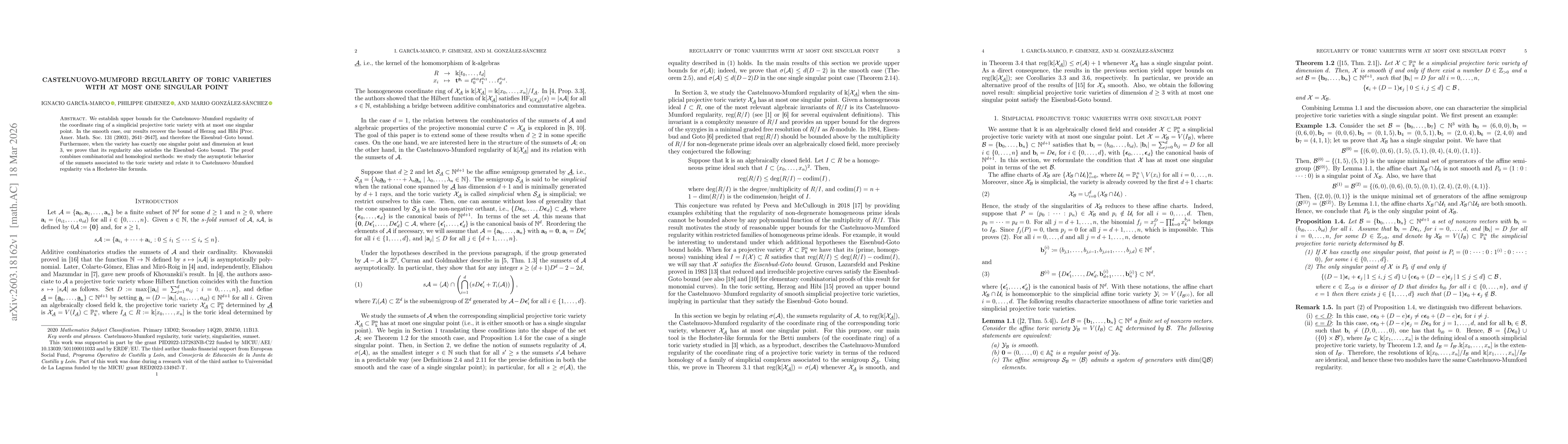 Thumbnail for Castelnuovo-Mumford regularity of toric varieties with at most one singular point