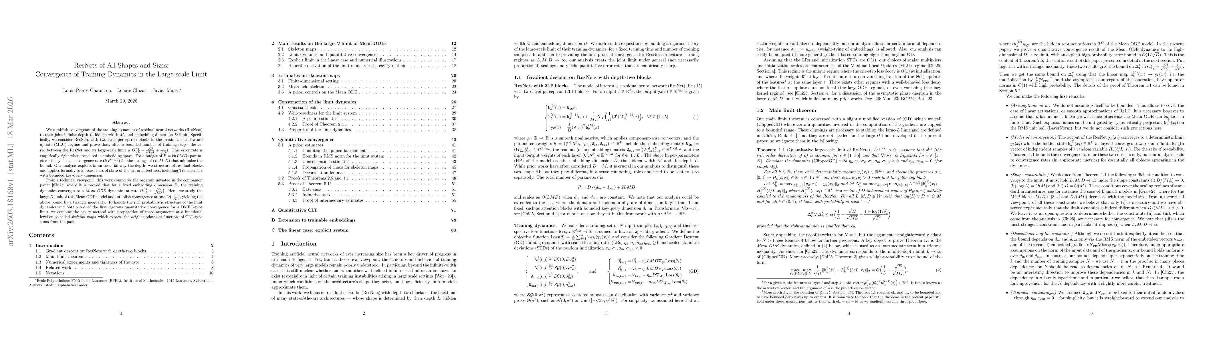 Thumbnail for ResNets of All Shapes and Sizes: Convergence of Training Dynamics in the Large-scale Limit