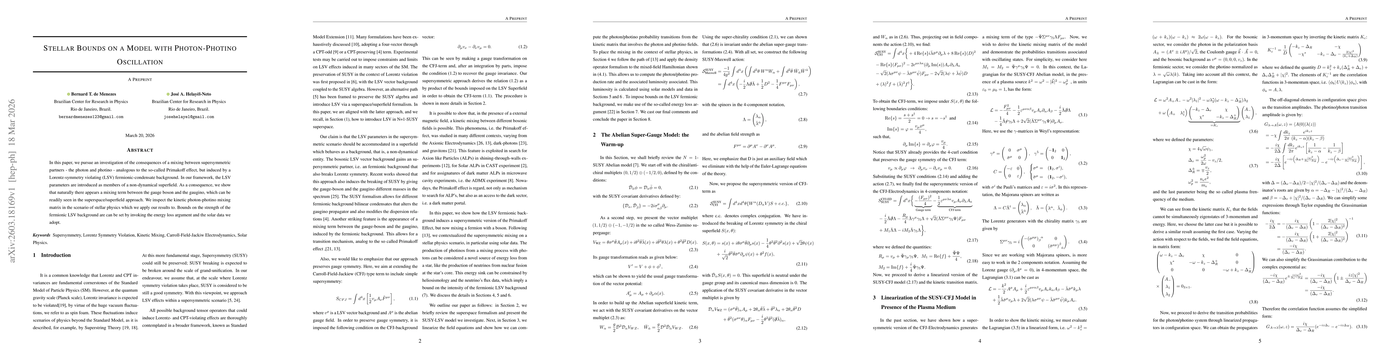 Thumbnail for Stellar Bounds on a Model with Photon-Photino Oscillation