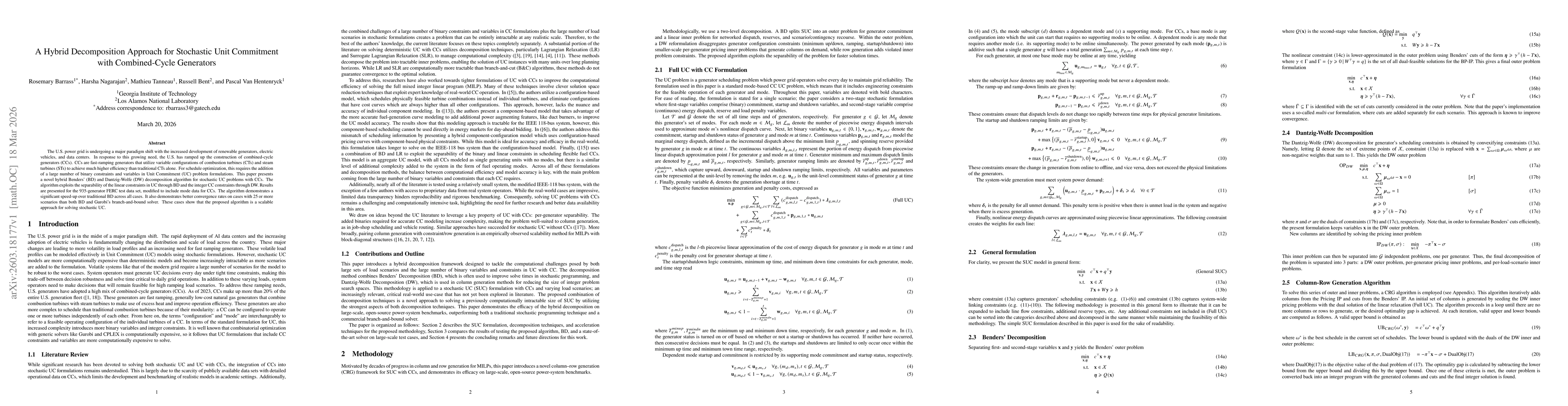 Thumbnail for A Hybrid Decomposition Approach for Stochastic Unit Commitment with Combined-Cycle Generators