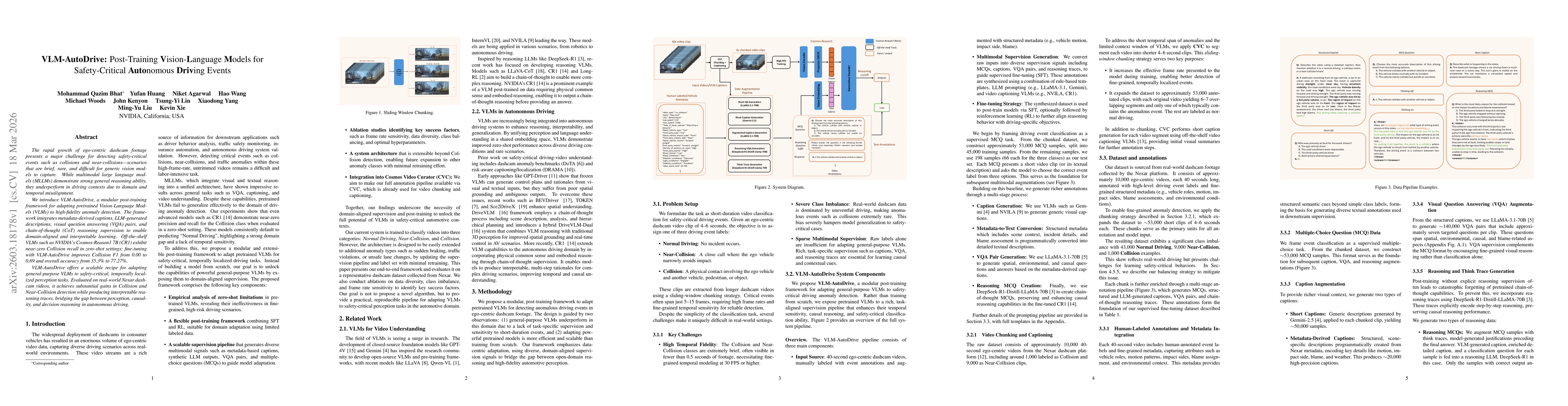 Thumbnail for VLM-AutoDrive: Post-Training Vision-Language Models for Safety-Critical Autonomous Driving Events