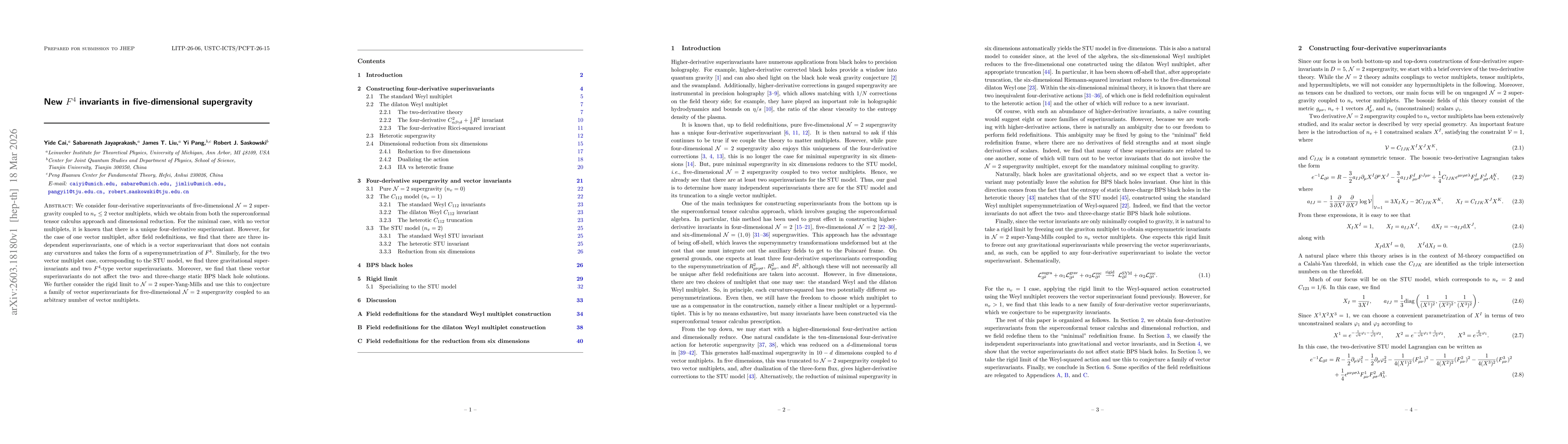 Thumbnail for New $F^4$ invariants in five-dimensional supergravity