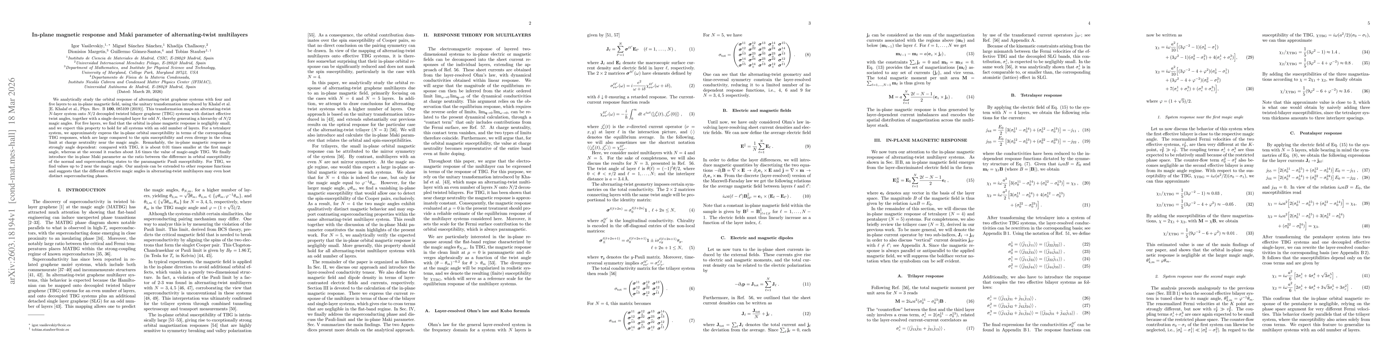 Thumbnail for In-plane magnetic response and Maki parameter of alternating-twist multilayers