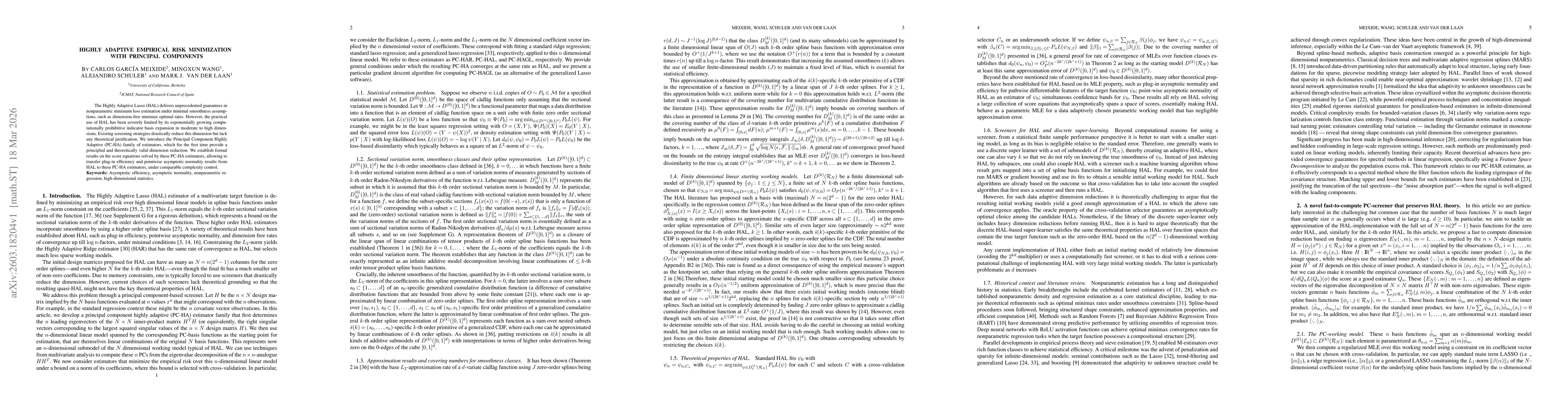 Thumbnail for Highly Adaptive Empirical Risk Minimization with Principal Components