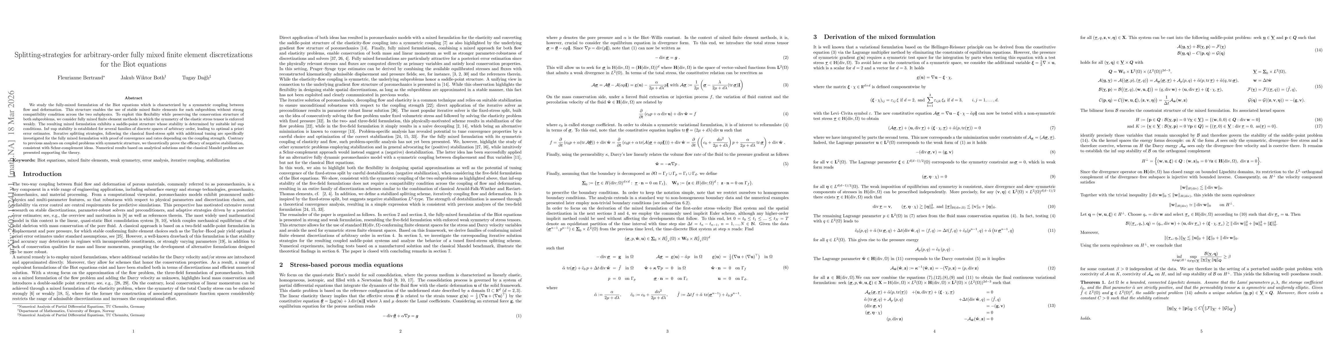 Thumbnail for Splitting-strategies for arbitrary-order fully mixed finite element discretizations of the Biot equations