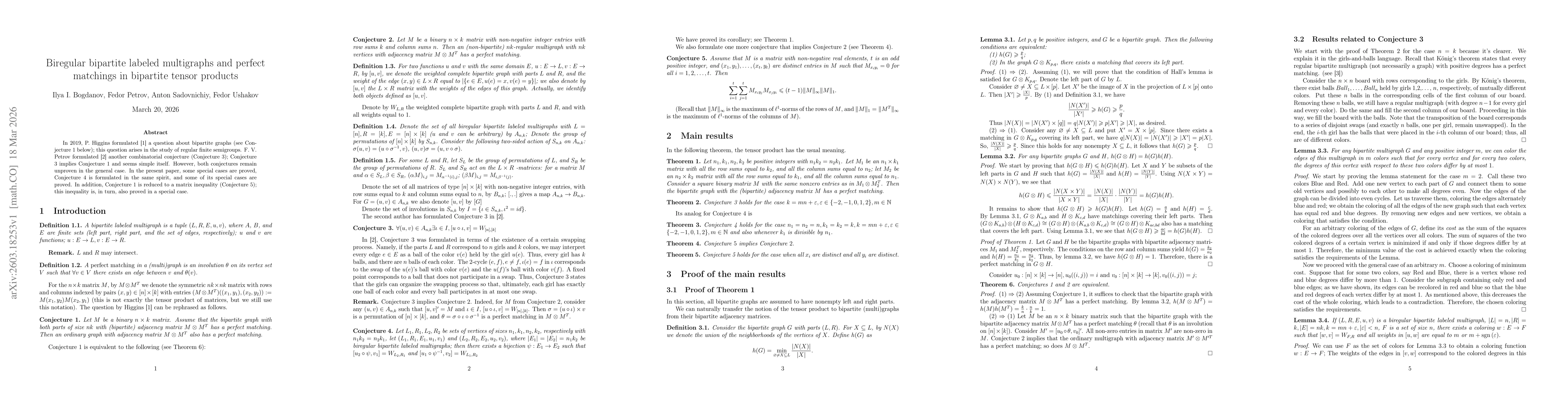 Thumbnail for Biregular bipartite labeled multigraphs and perfect matchings in bipartite tensor products
