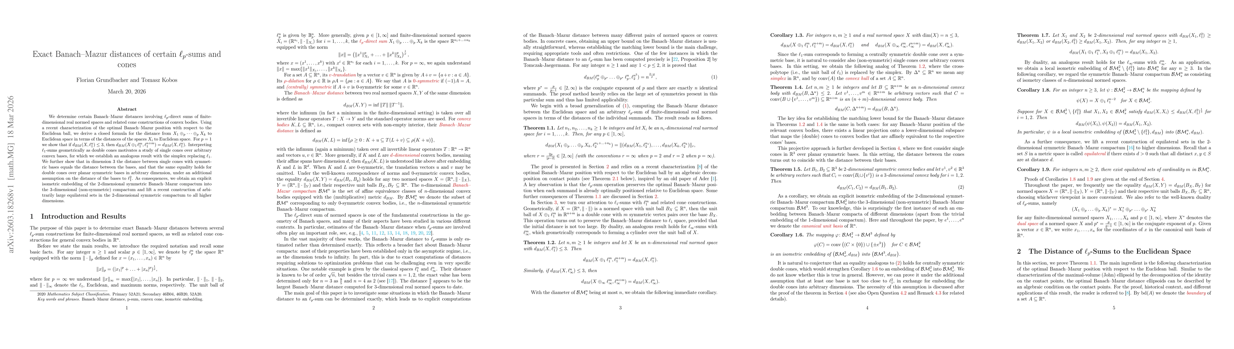 Thumbnail for Exact Banach-Mazur distances of certain $\ell_p$-sums and cones
