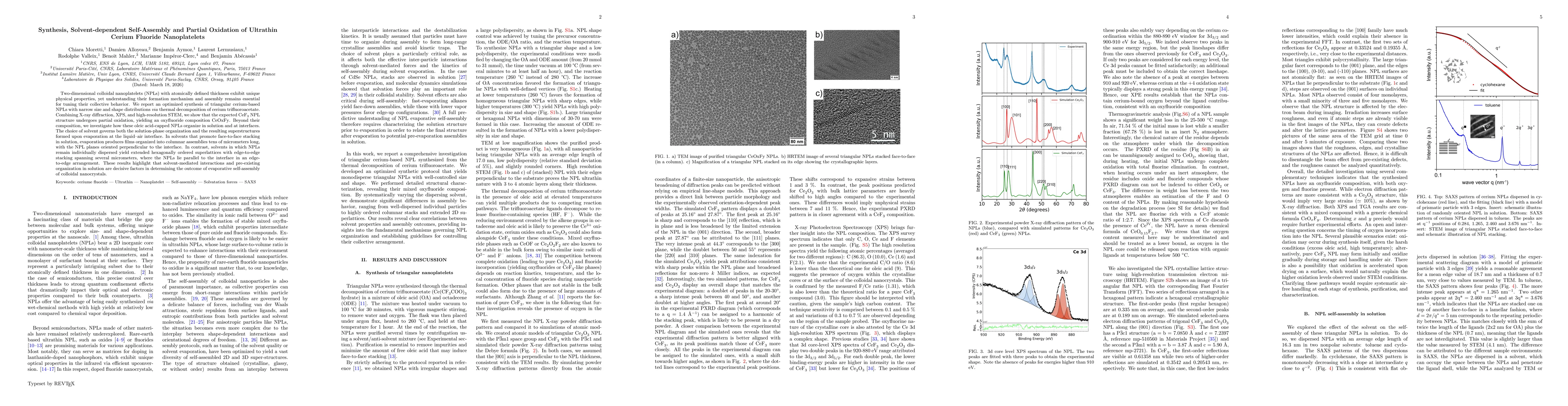 Thumbnail for Synthesis, Solvent-dependent Self-Assembly and Partial Oxidation of Ultrathin Cerium Fluoride Nanoplatelets
