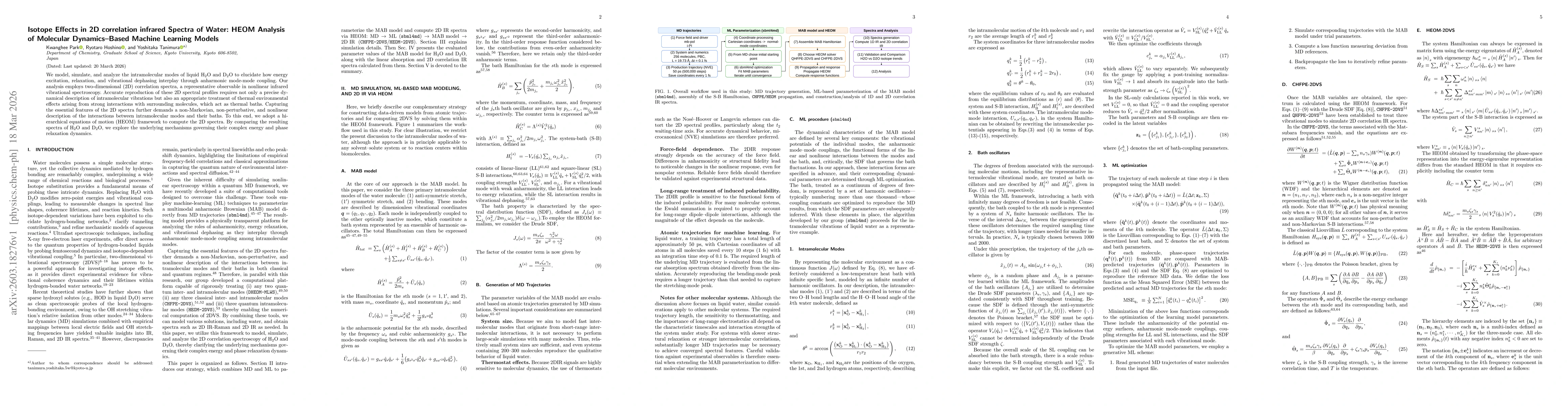 Thumbnail for Isotope Effects in 2D correlation infrared Spectra of Water: HEOM Analysis of Molecular Dynamics-Based Machine Learning Models