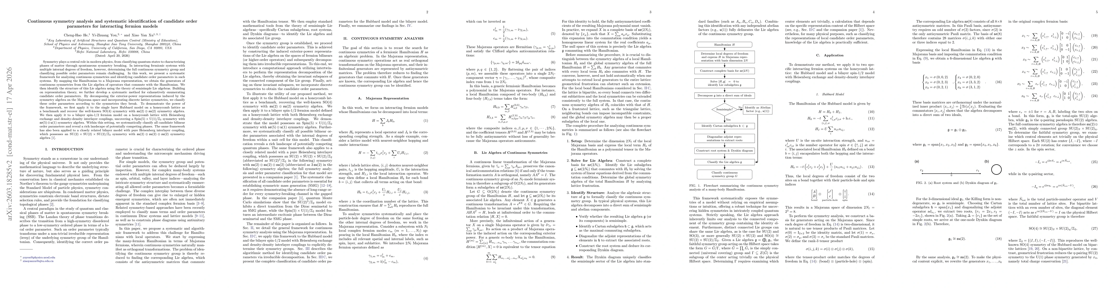 Thumbnail for Continuous symmetry analysis and systematic identification of candidate order parameters for interacting fermion models