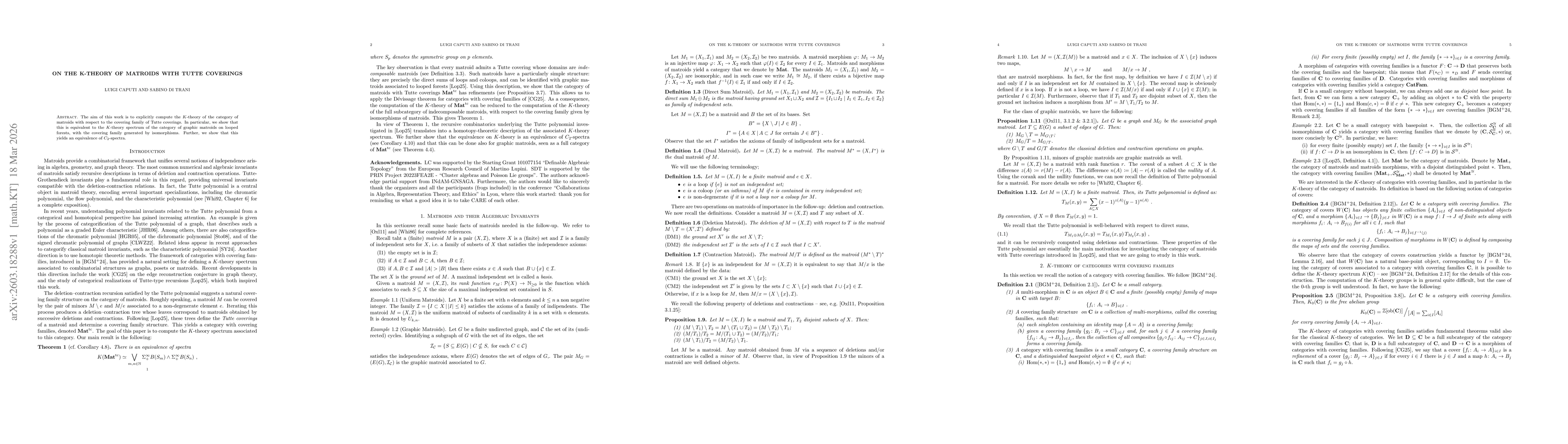 Thumbnail for On the K-theory of matroids with Tutte coverings