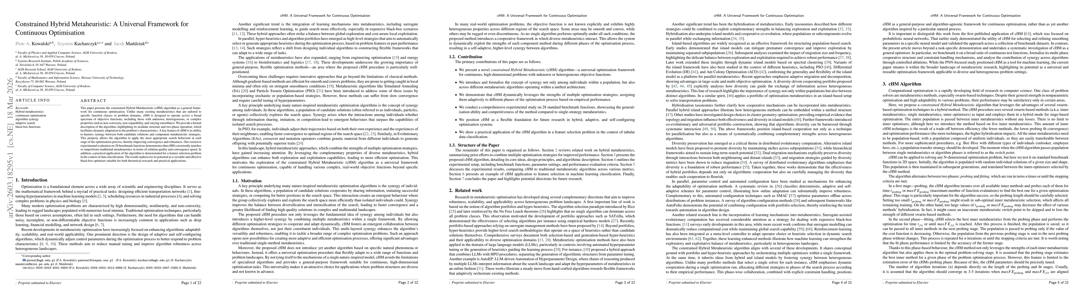 Thumbnail for Constrained Hybrid Metaheuristic: A Universal Framework for Continuous Optimisation