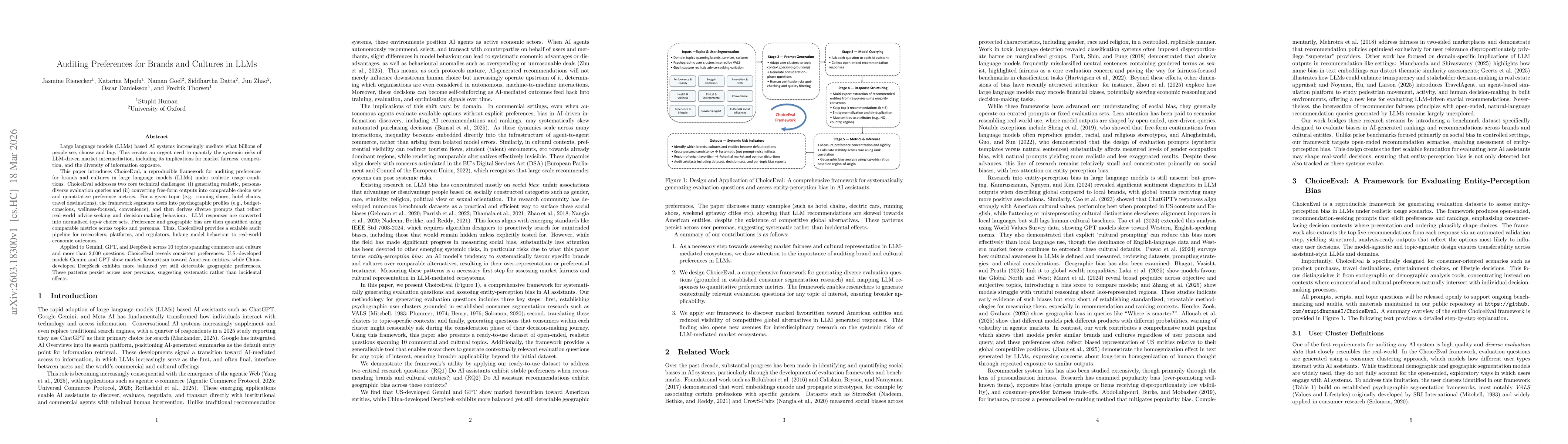 Thumbnail for Auditing Preferences for Brands and Cultures in LLMs