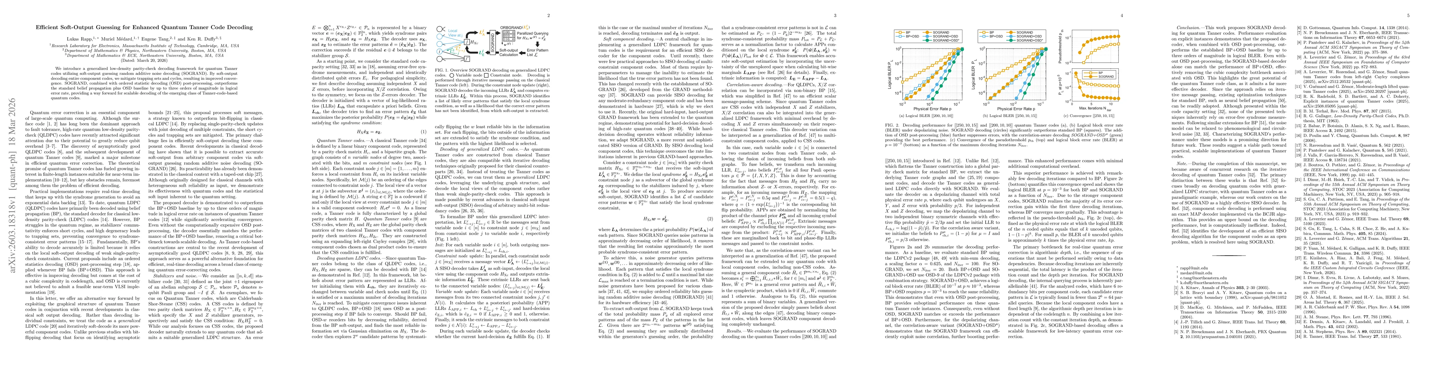 Thumbnail for Efficient Soft-Output Guessing for Enhanced Quantum Tanner Code Decoding
