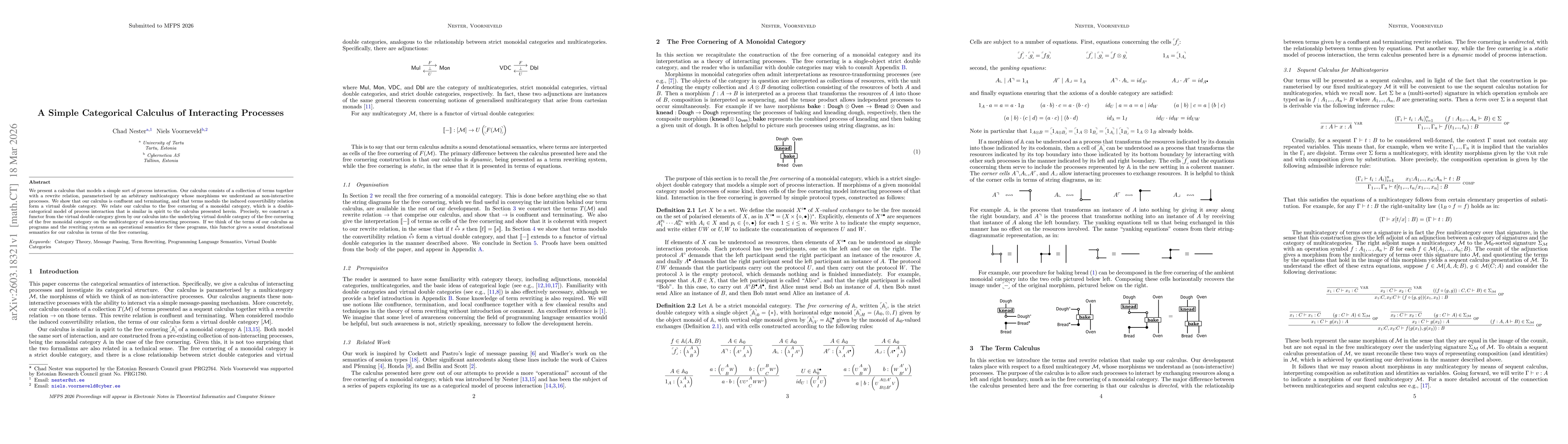 Thumbnail for A Simple Categorical Calculus of Interacting Processes