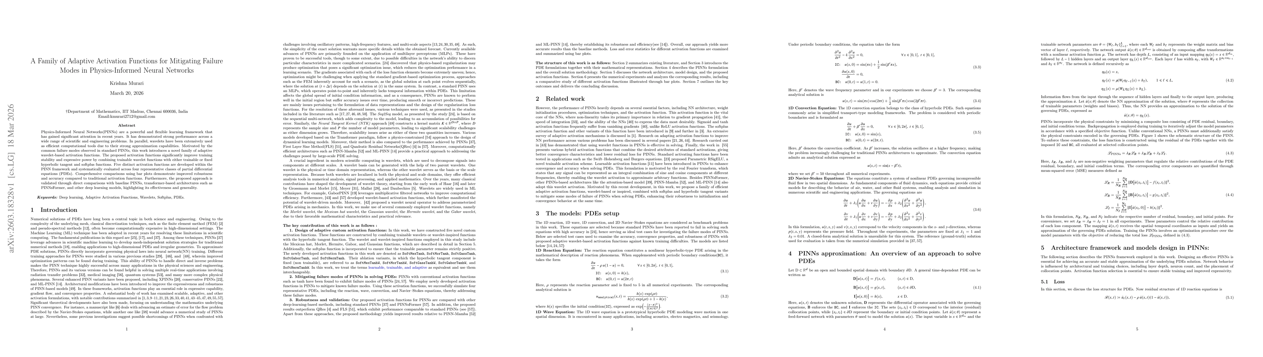 Thumbnail for A Family of Adaptive Activation Functions for Mitigating Failure Modes in Physics-Informed Neural Networks
