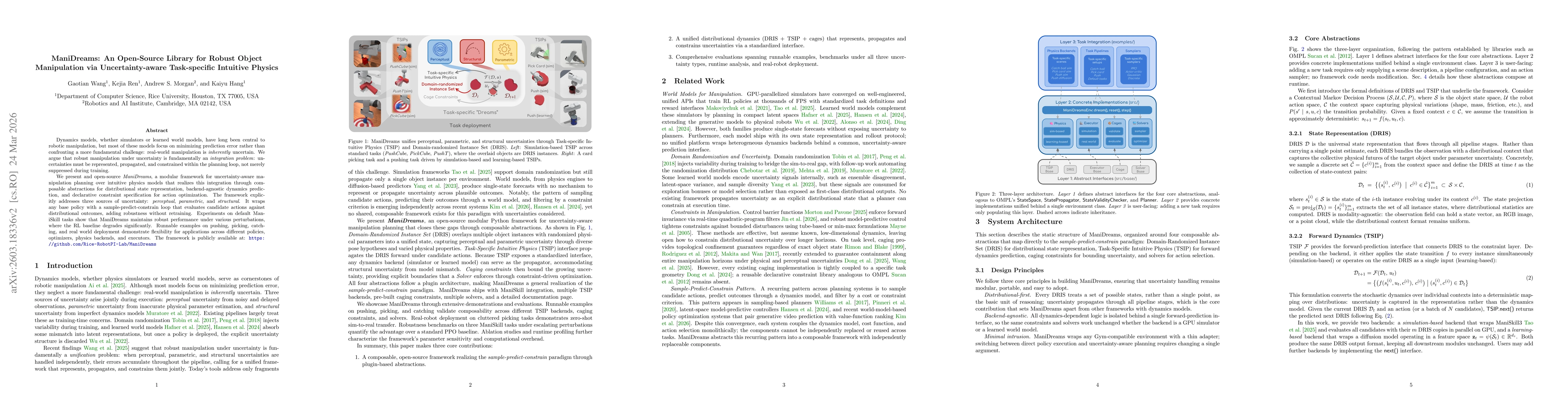 Thumbnail for ManiDreams: An Open-Source Library for Robust Object Manipulation via Uncertainty-aware Task-specific Intuitive Physics