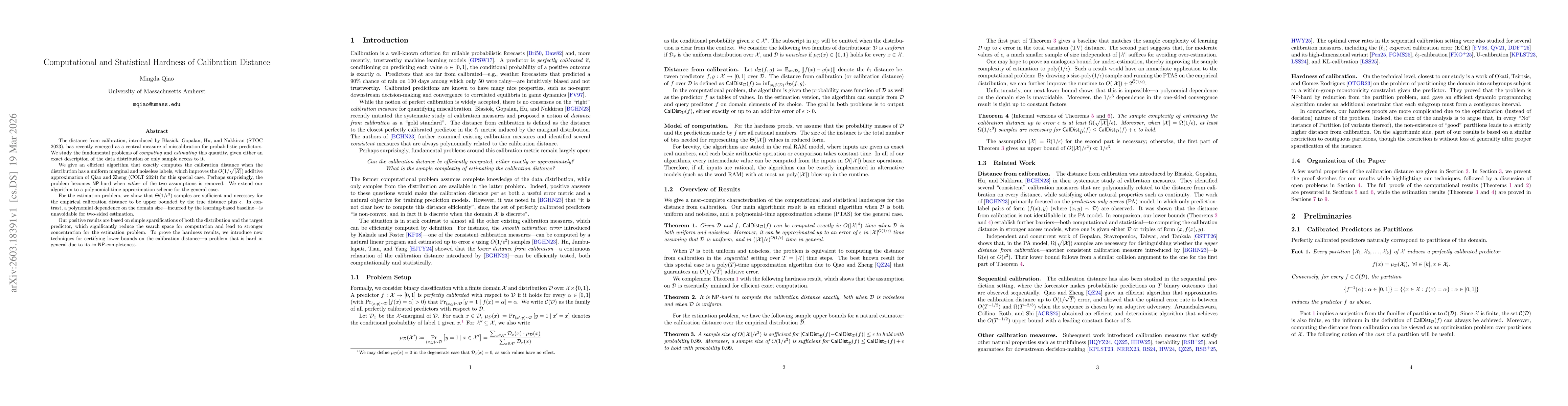 Thumbnail for Computational and Statistical Hardness of Calibration Distance