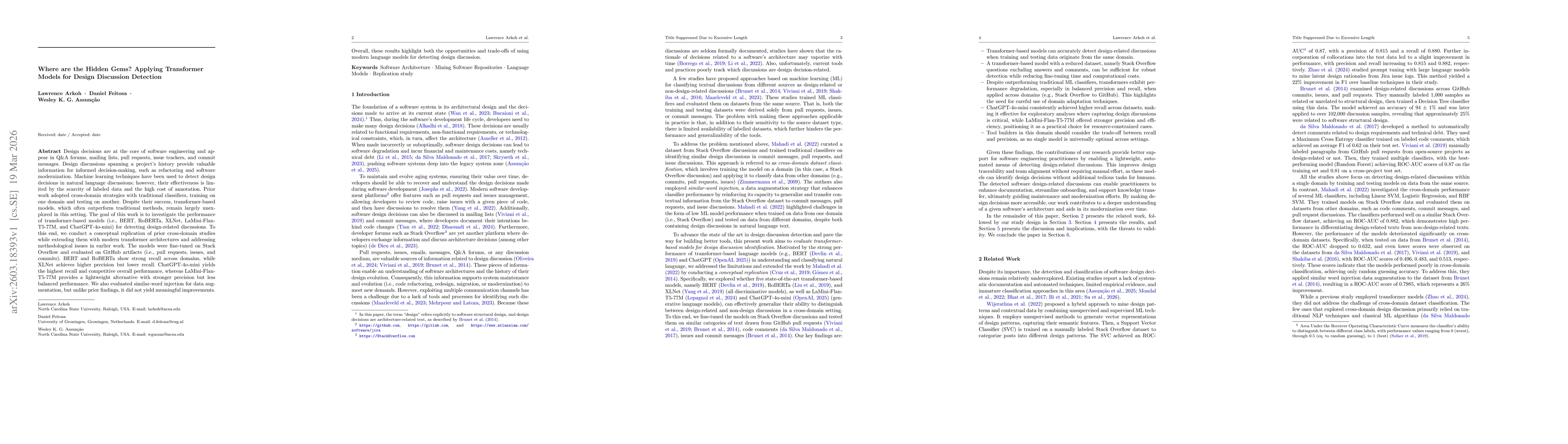 Thumbnail for Where are the Hidden Gems? Applying Transformer Models for Design Discussion Detection