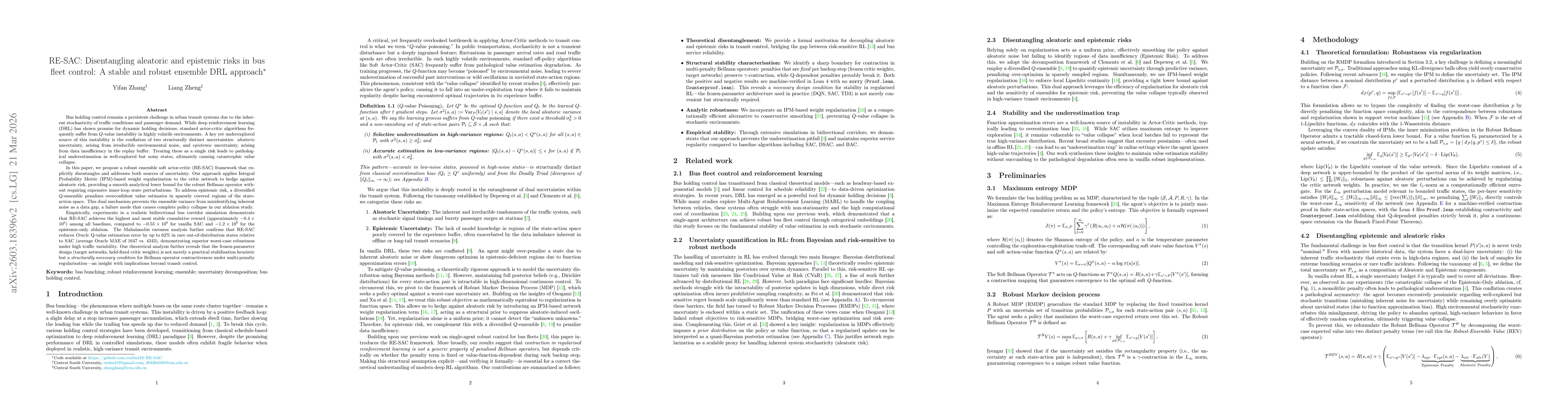 Thumbnail for RE-SAC: Disentangling aleatoric and epistemic risks in bus fleet control: A stable and robust ensemble DRL approach