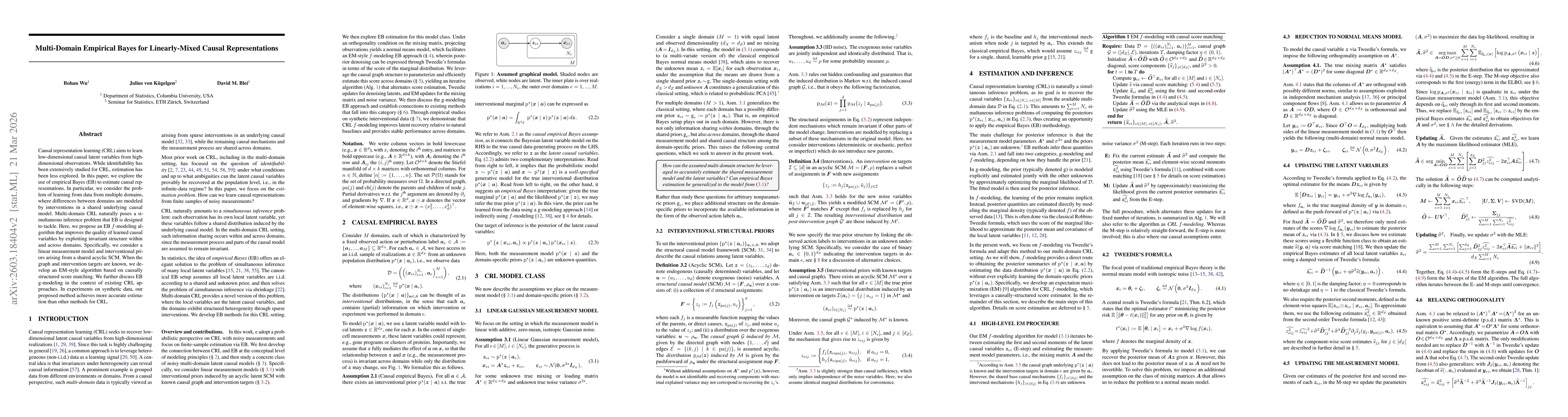 Thumbnail for Multi-Domain Causal Empirical Bayes Under Linear Mixing