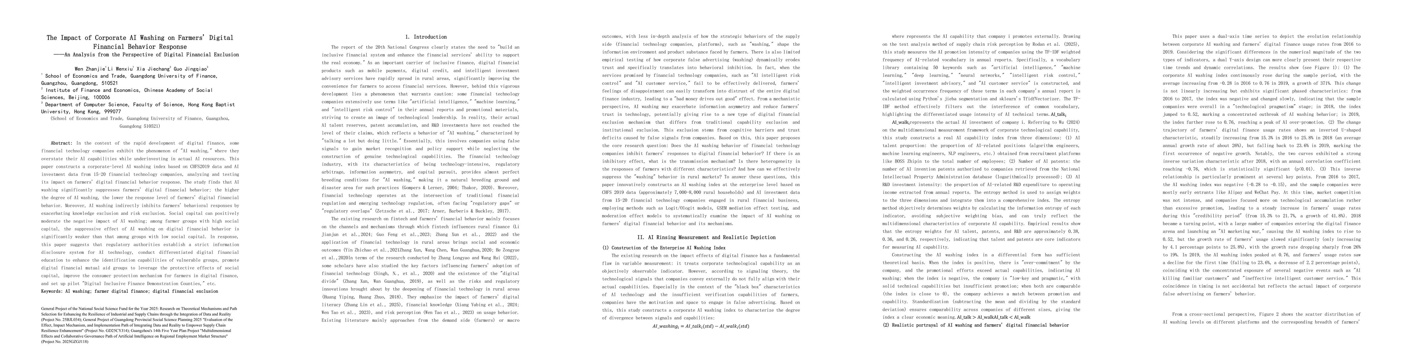 Thumbnail for The Impact of Corporate AI Washing on Farmers' Digital Financial Behavior Response -- An Analysis from the Perspective of Digital Financial Exclusion