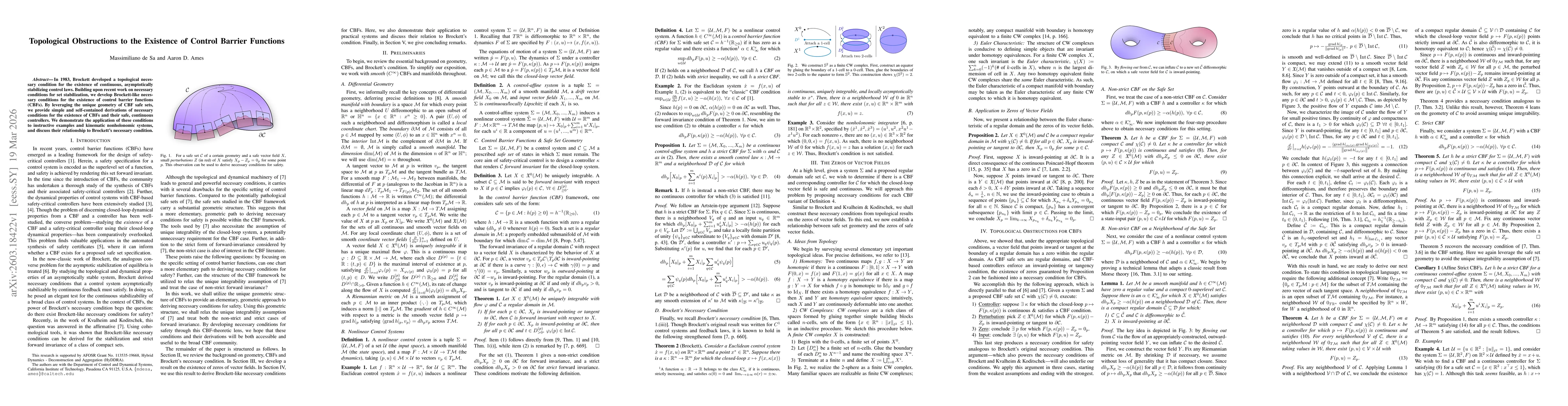 Thumbnail for Topological Obstructions to the Existence of Control Barrier Functions
