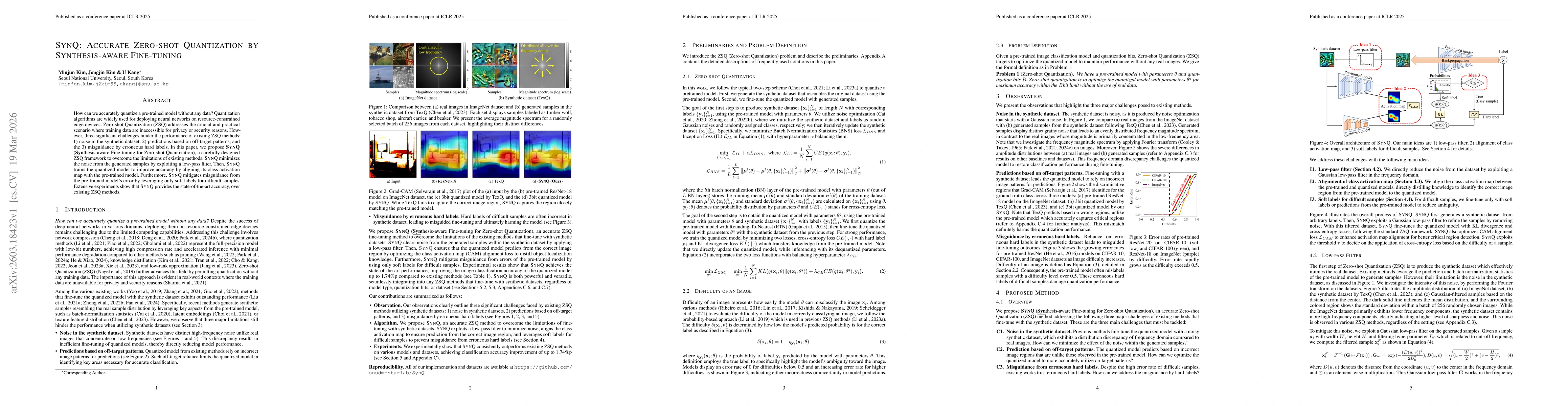 Thumbnail for SynQ: Accurate Zero-shot Quantization by Synthesis-aware Fine-tuning