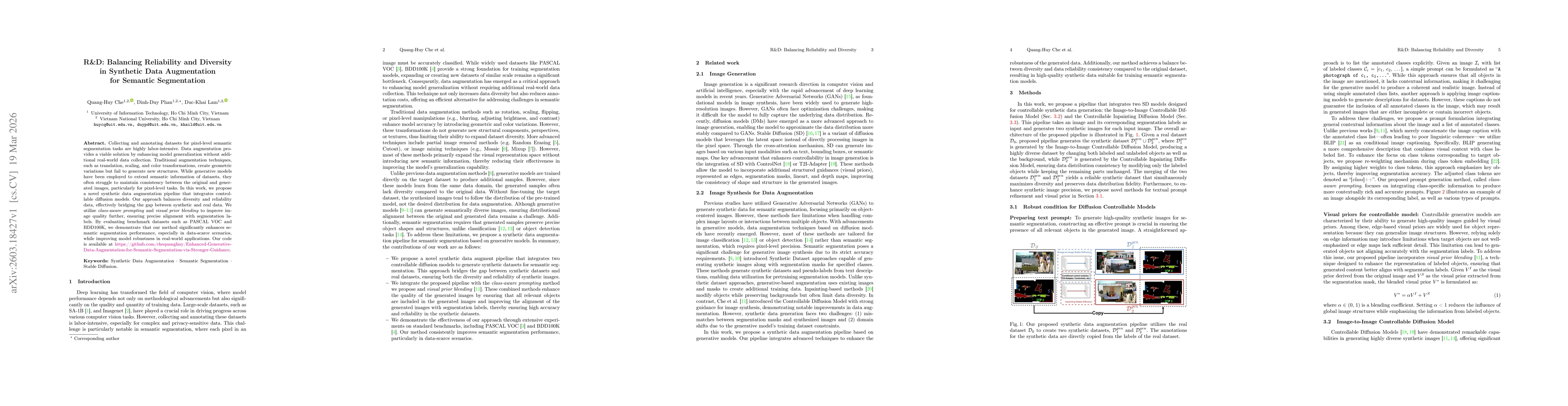 Thumbnail for R&D: Balancing Reliability and Diversity in Synthetic Data Augmentation for Semantic Segmentation