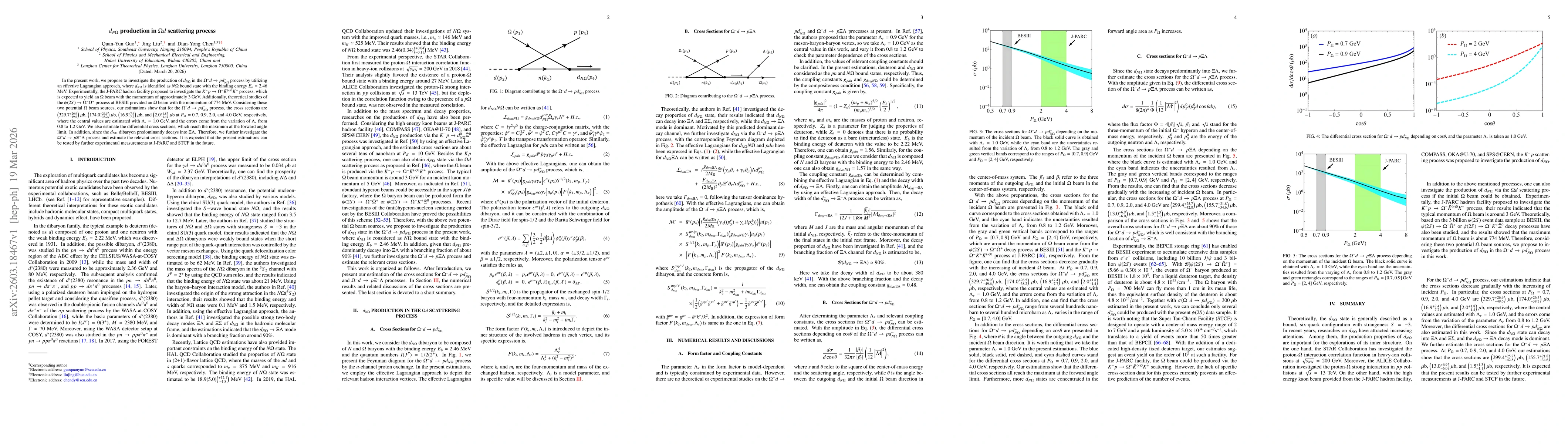 Thumbnail for $d_{N Ω}$ production in $Ωd$ scattering process
