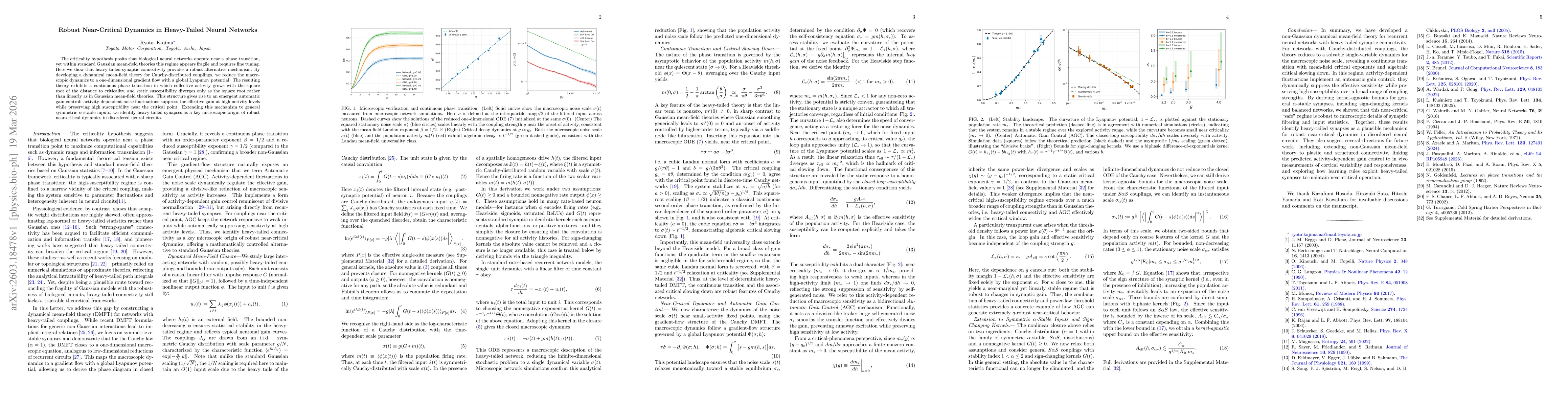Thumbnail for Robust Near-Critical Dynamics in Heavy-Tailed Neural Networks