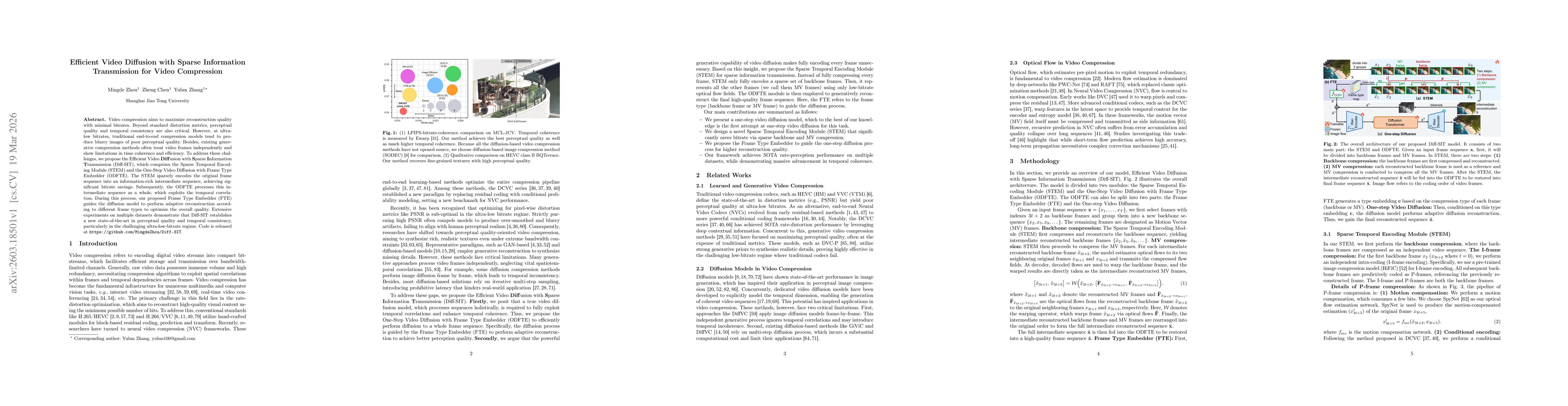Thumbnail for Efficient Video Diffusion with Sparse Information Transmission for Video Compression
