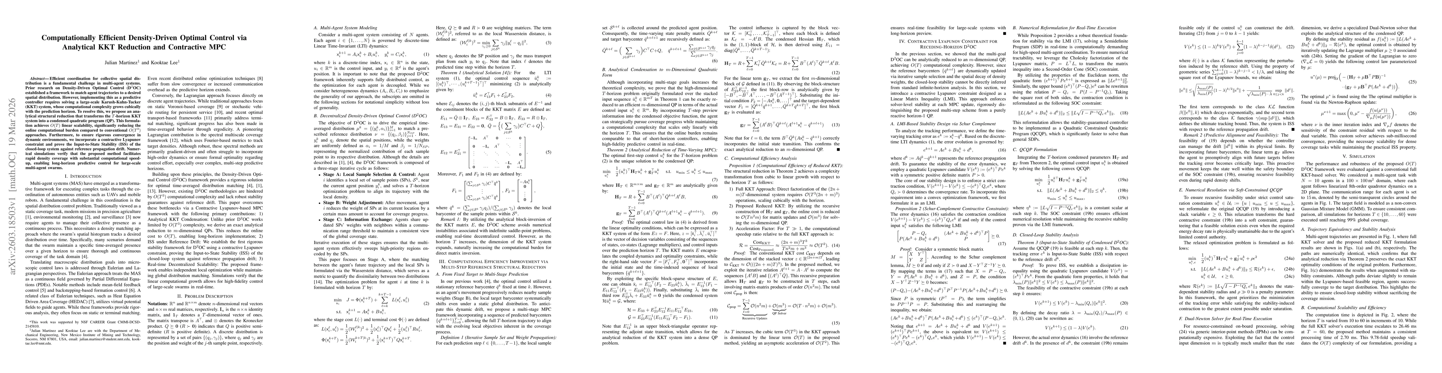 Thumbnail for Computationally Efficient Density-Driven Optimal Control via Analytical KKT Reduction and Contractive MPC