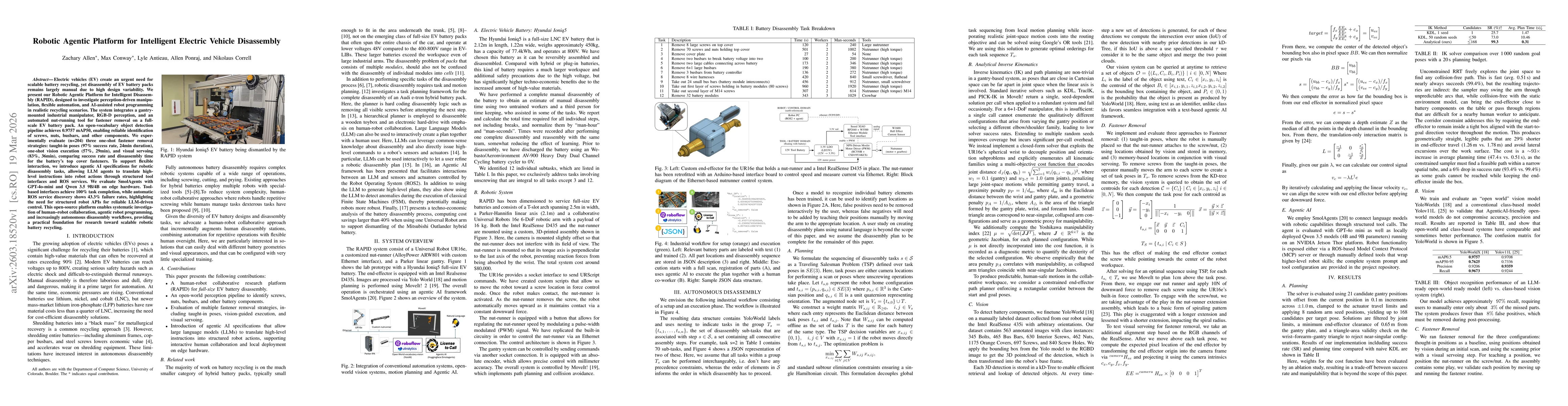 Thumbnail for Robotic Agentic Platform for Intelligent Electric Vehicle Disassembly