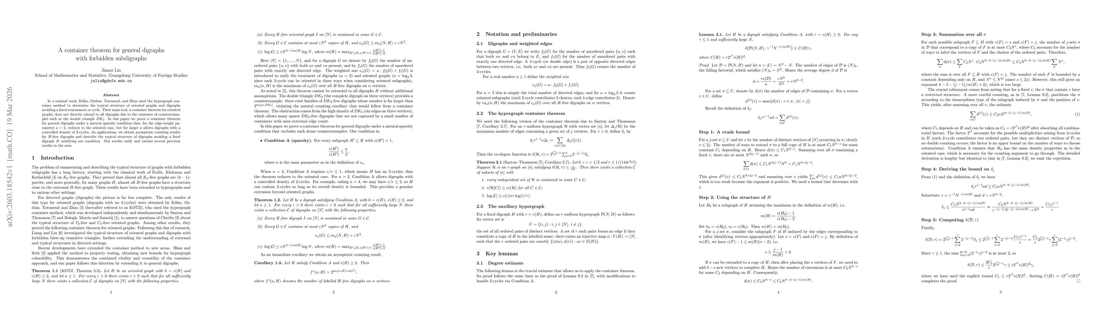Thumbnail for A container theorem for general digraphs with forbidden subdigraphs