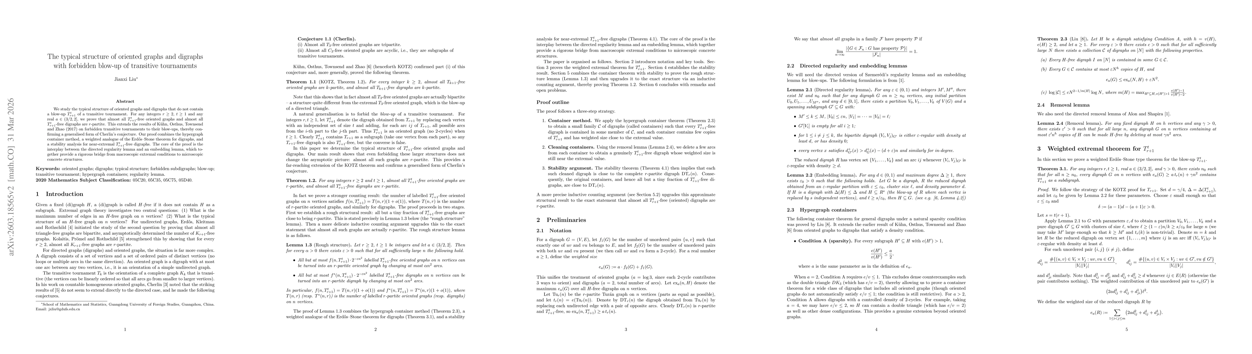 Thumbnail for The typical structure of oriented graphs and digraphs with forbidden blow-up of transitive tournaments