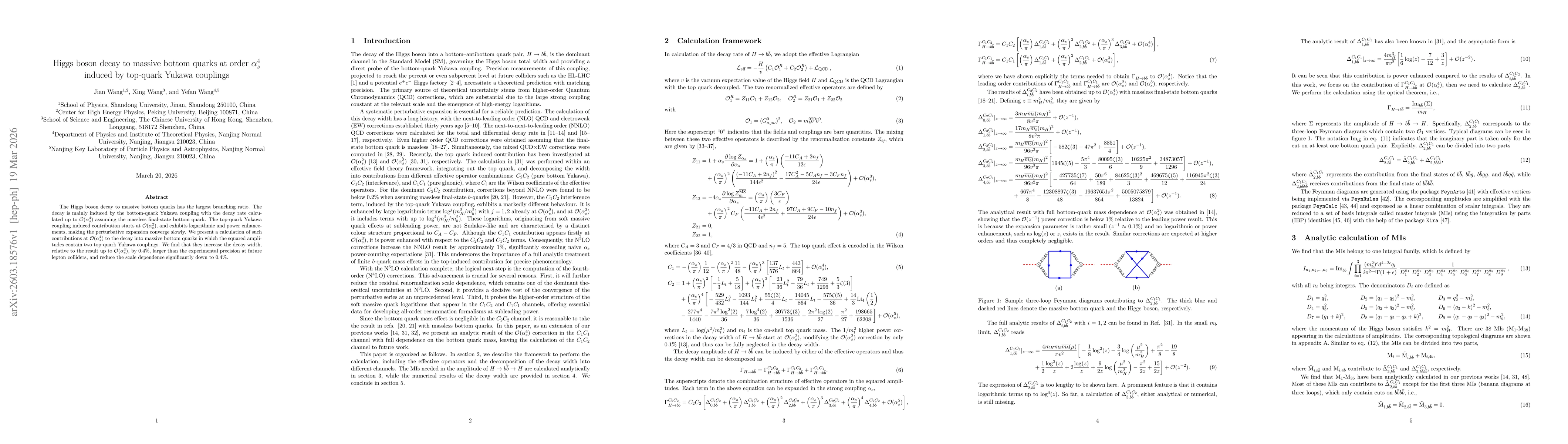 Thumbnail for Higgs boson decay to massive bottom quarks at order $α_s^4$ induced by top-quark Yukawa couplings