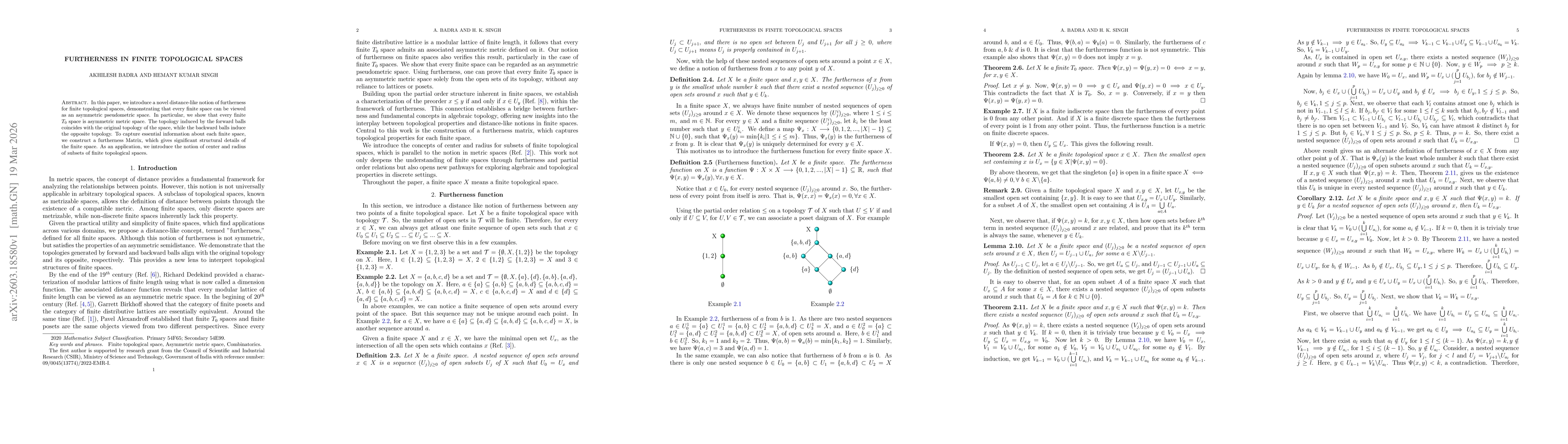 Thumbnail for Furtherness in finite topological spaces