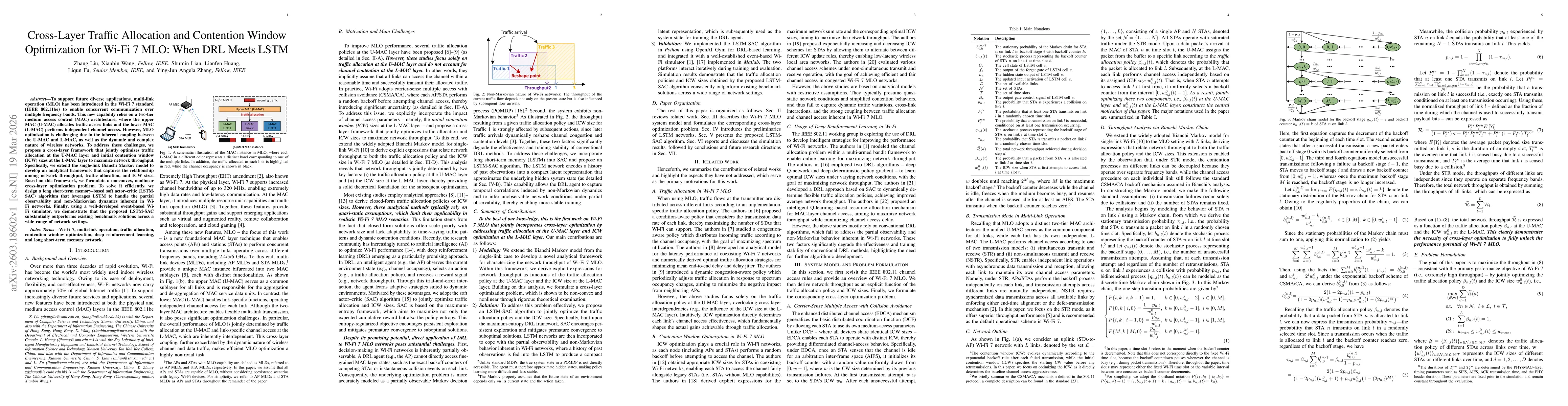 Thumbnail for Cross-Layer Traffic Allocation and Contention Window Optimization for Wi-Fi 7 MLO: When DRL Meets LSTM