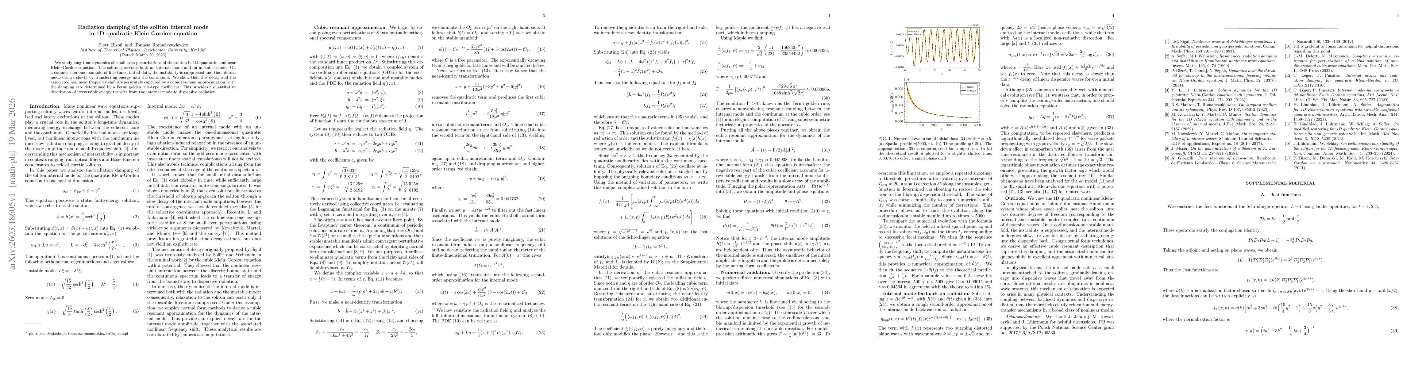 Thumbnail for Radiation damping of the soliton internal mode in 1D quadratic Klein-Gordon equation